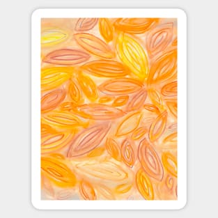 Bright Summer Leaves, orange yellow gold red Sticker